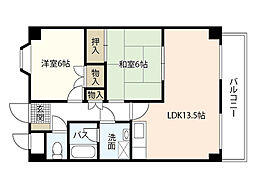 グレース古江 4階2LDKの間取り
