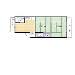 新栄ハイム 3階2DKの間取り