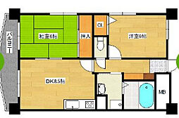 ルミエールクマダ 3階2LDKの間取り