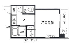 ヴィラ　タカハシ 3階1Kの間取り