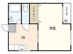 メゾン三崎 1DKの間取図画像