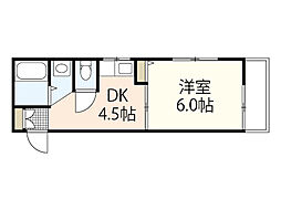 第2OSビル 2階1DKの間取り