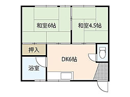第一落海ビル 1階2DKの間取り