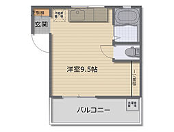 アーベルパートII 3階ワンルームの間取り