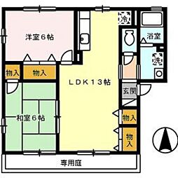 クレストハウス　Ｃ棟 1階2LDKの間取り