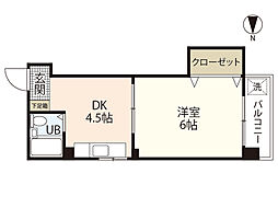 グリーンハウス 2階1DKの間取り