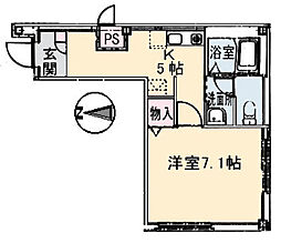 荒谷ビル 1階1Kの間取り