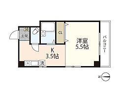 ハウゼ久保 2階1Kの間取り