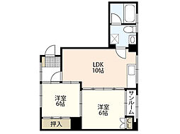 Calm中広 2LDKの間取図画像