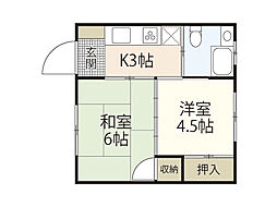 鹿川ビル 3階2Kの間取り