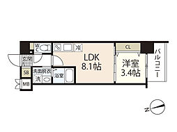 Ｓ−ＲＥＳＩＤＥＮＣＥ天満町ｂａｒｋ 9階1LDKの間取り
