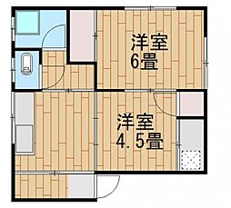 三篠ハイム 4階2DKの間取り