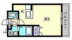 J・grace堺町 10階1Kの間取り