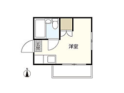 プリンスマンション 4階ワンルームの間取り
