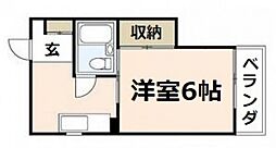 SS栄ビル 1階1Kの間取り