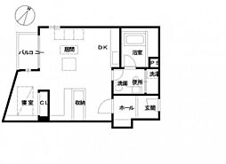 ナビオナルト 2階ワンルームの間取り