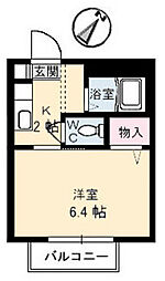 フローラル舟入南 2階1Kの間取り