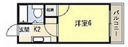 ホワイトパレス長束 1Kの間取図画像