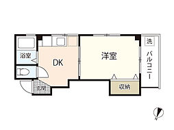 ラフィーネ段原 2階1DKの間取り