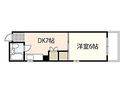 和秀舟入本町ビル 3階1DKの間取り