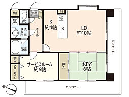 ラフィーネカツタ 5階1SLDKの間取り
