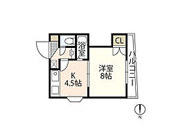 シュトラーセ比治山 3階1Kの間取り