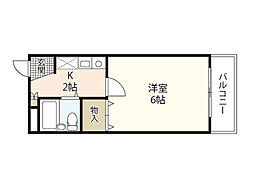 プレアデスマンションIII 4階1Kの間取り