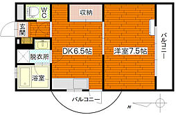 青木ビル 3階1DKの間取り
