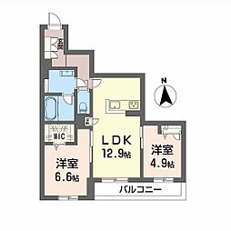 セレーナエルフォ 2階2LDKの間取り