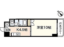 エスト牛田本町 3階1Kの間取り