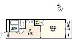 第1パークサイドマンション 1Kの間取図画像