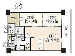 グランアークテラス 8階2LDKの間取り