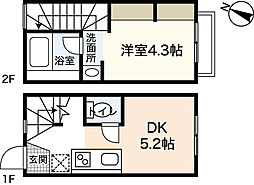 ヴィラ・フェリシア 2階1DKの間取り