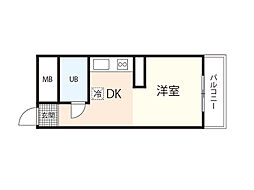 京急西広島マンション 6階ワンルームの間取り
