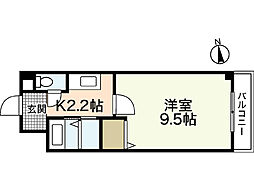 メゾンフローラ 2階1Kの間取り