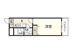 グレイス江波西 1Kの間取図画像