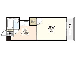 BAUHAUS祇園新道 2階1DKの間取り