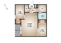 REGALEST-F 東観音 3階2LDKの間取り