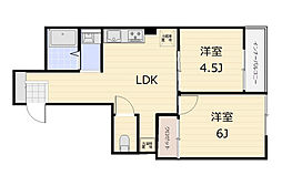 十日市ビル2 3階2DKの間取り