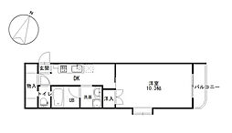 クレールIWAI 1階1Kの間取り