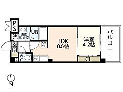 PLACIDO宇品 12階1LDKの間取り