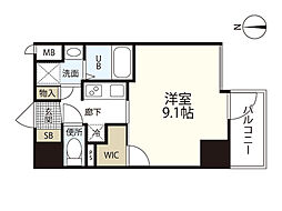 I-STAGE住吉町 2階1Kの間取り