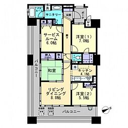 アルファステイツ土橋 11階3LDKの間取り