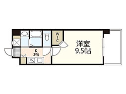 ロアール天満 4階1Kの間取り