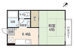 ブルーベル牛田C棟 1Kの間取図画像