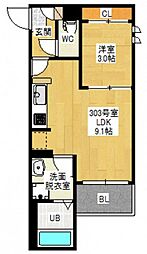 Regalest La Noble 3階1LDKの間取り