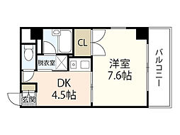 てづかビル 6階1Kの間取り
