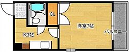 西本ビル 1Kの間取図画像
