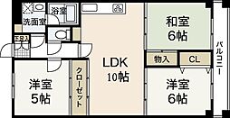 パールマンション東観音 3LDKの間取図画像