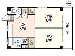 西村ビル 2DKの間取図画像